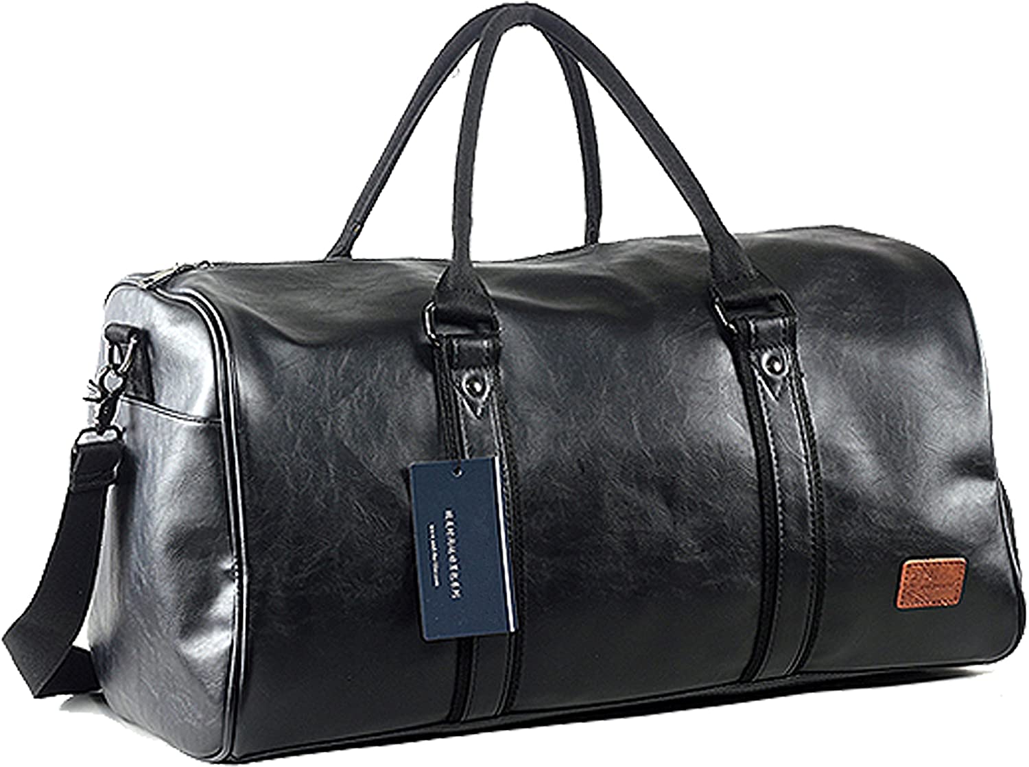230527210722191_1 Weekender Oversized Travel Duffel Bag With Shoe Pouch, Leather Carry On Bag - Image 1